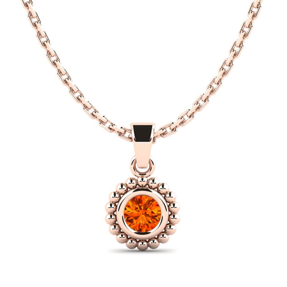 14k Oro Rosa Zafiro Naranja Colgante de Mujer Bavardage