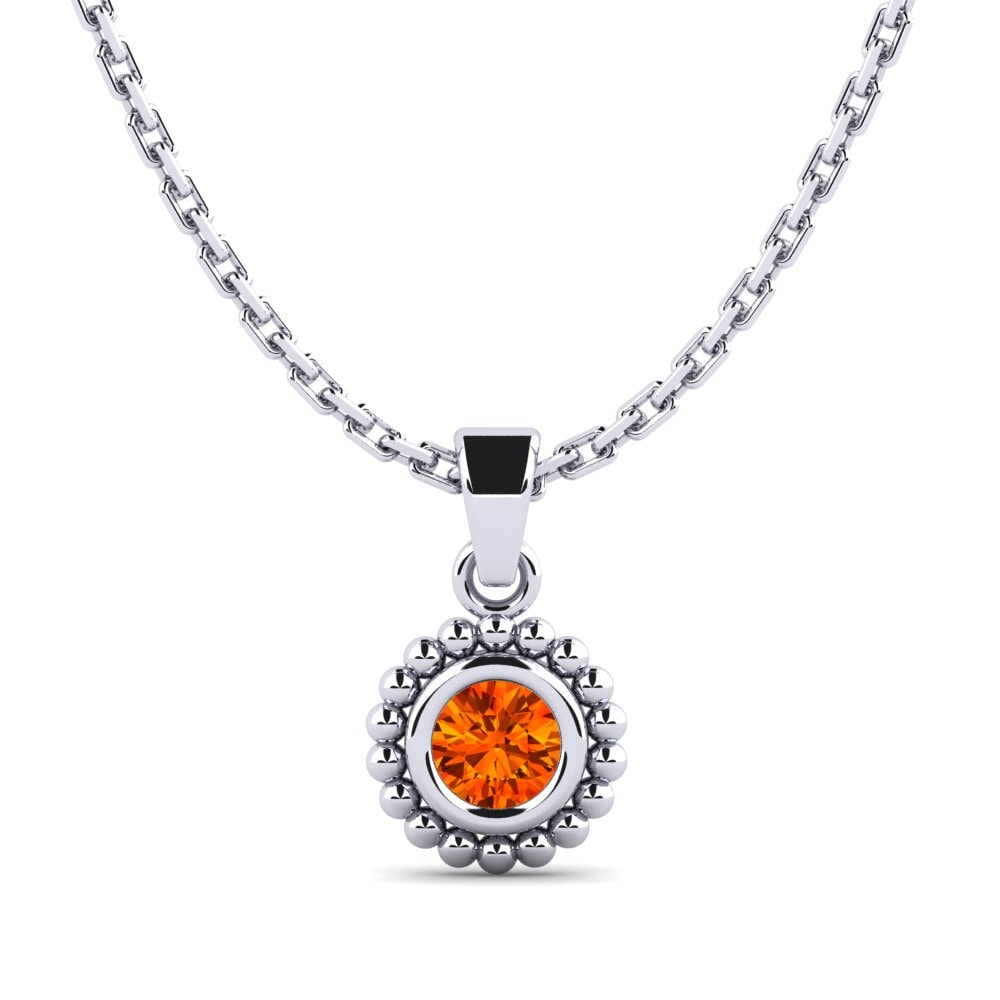 14k Oro Blanco Zafiro Naranja Colgante de Mujer Bavardage