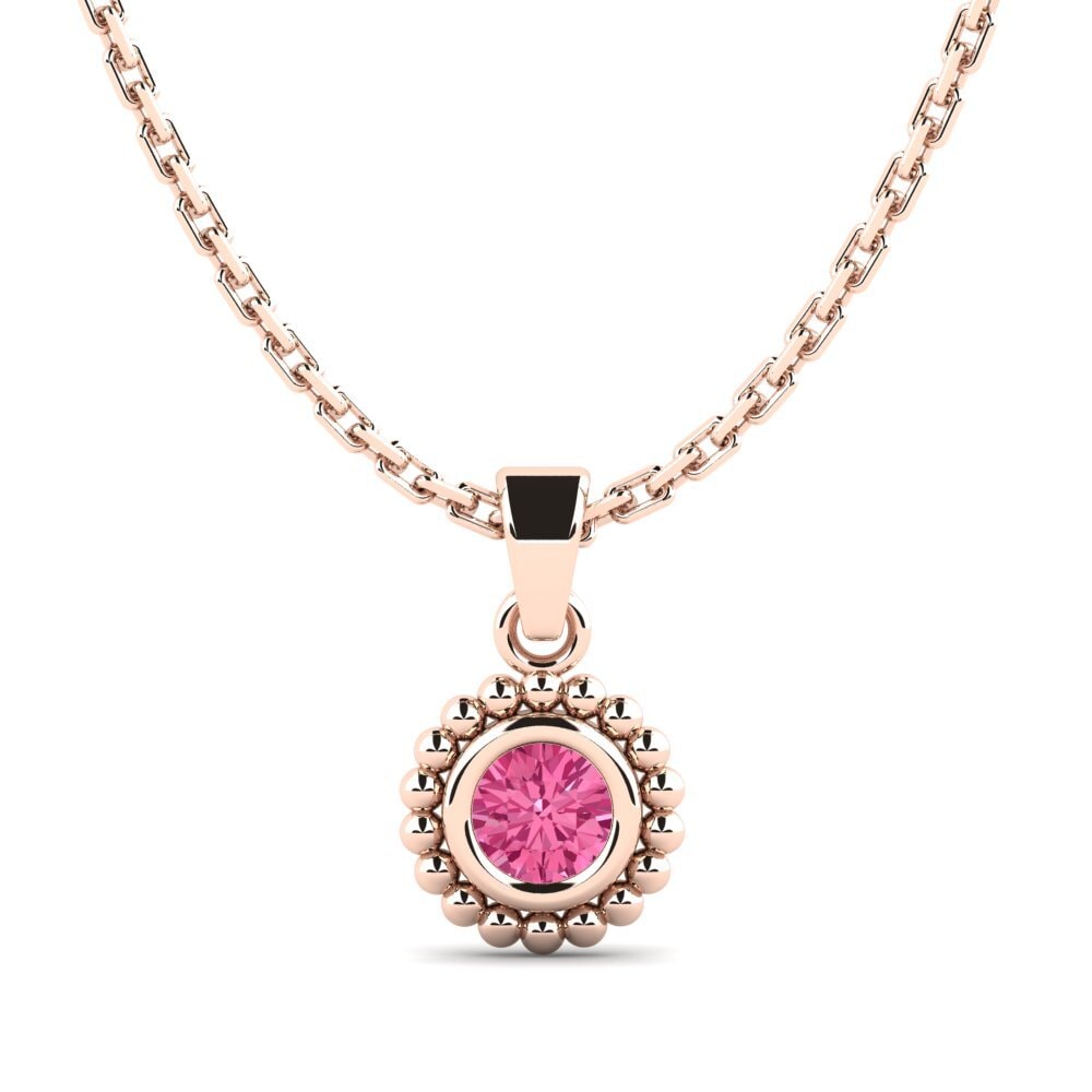 9k Oro Rosa Turmalina rosa Colgante de Mujer Bavardage