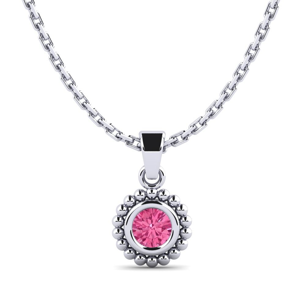 Platino 950 Turmalina rosa Colgante de Mujer Bavardage