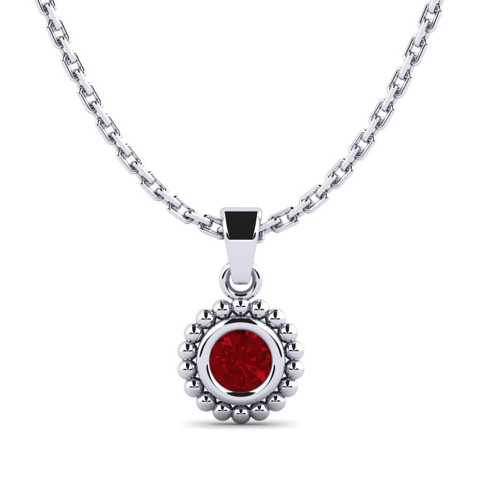 Platino 950 Circonita Roja Colgante de Mujer Bavardage