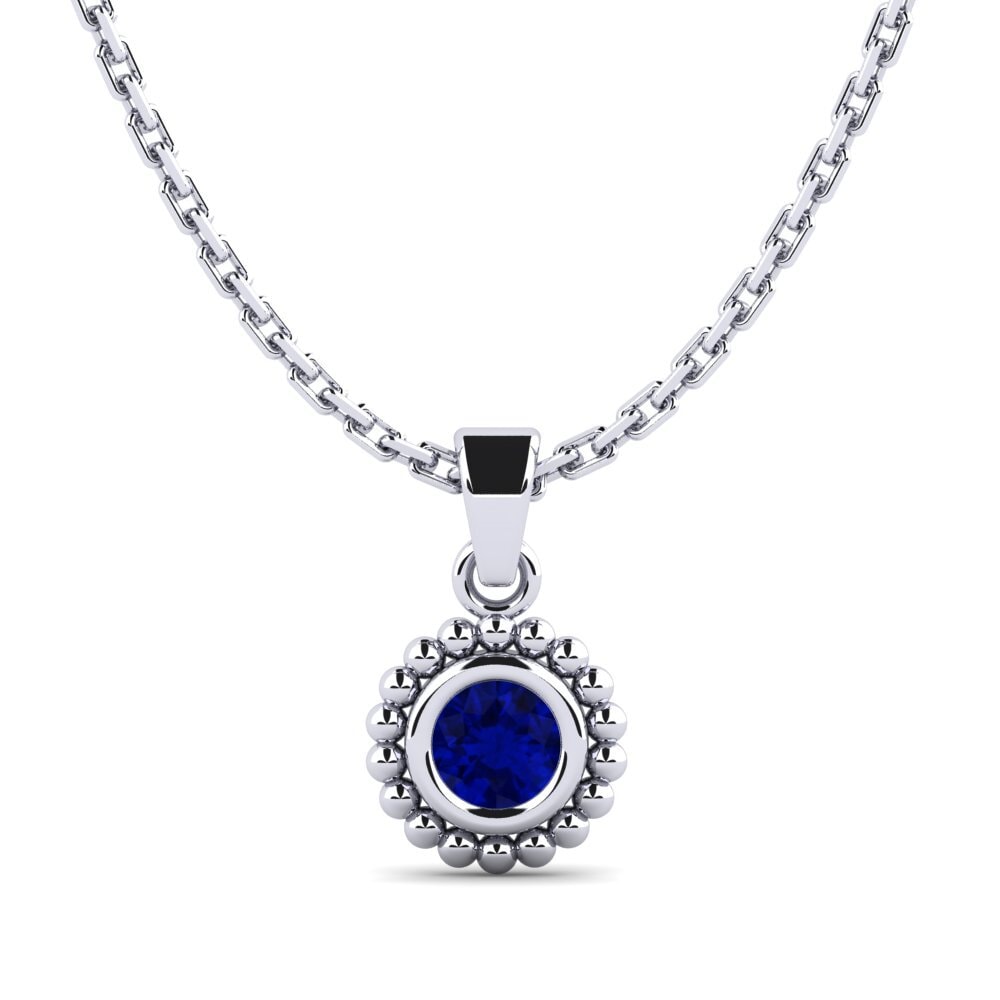 18k Oro Blanco Zafiro Colgante de Mujer Bavardage