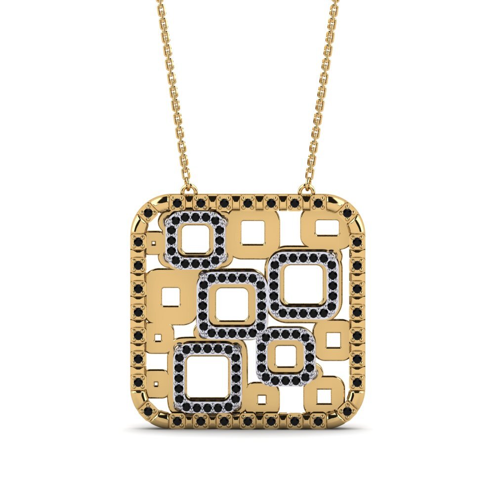 9k Oro Amarillo & Blanco Diamante Negro Collar de Mujer Essay