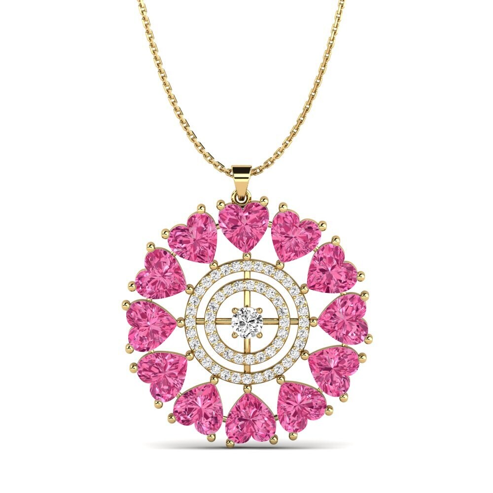 Trái Tim Đá Tourmaline Hồng / Bích tỷ Mặt dây chuyền nữ Warello