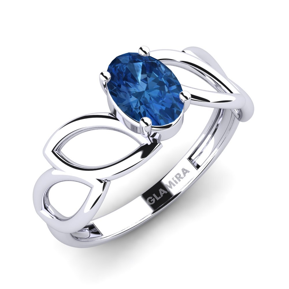 Circonita Azul Oscuro Anillo de compromiso Demoiselle
