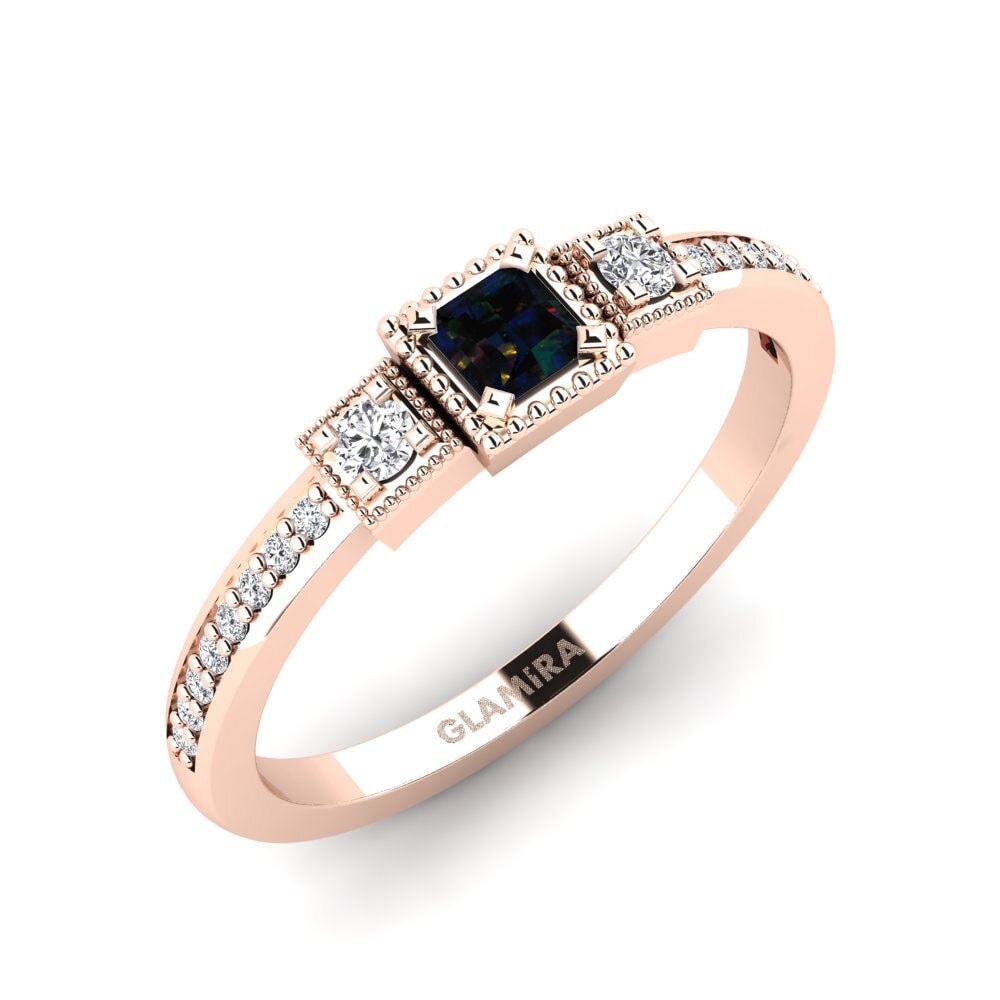Black Opal Engagement Ring Electrique