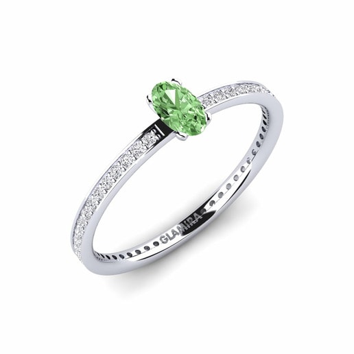 Anillo Guerino Oro Blanco 585 & Diamante Verde & Diamante