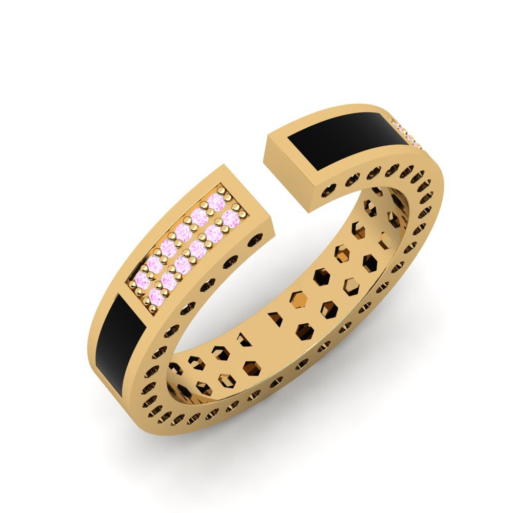 Or Jaune 14k Saphir Rose Bague Hydratante