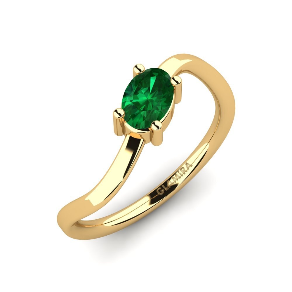 9k Oro Amarillo Esmeralda (creada en laboratorio) Anillo de compromiso Intimite