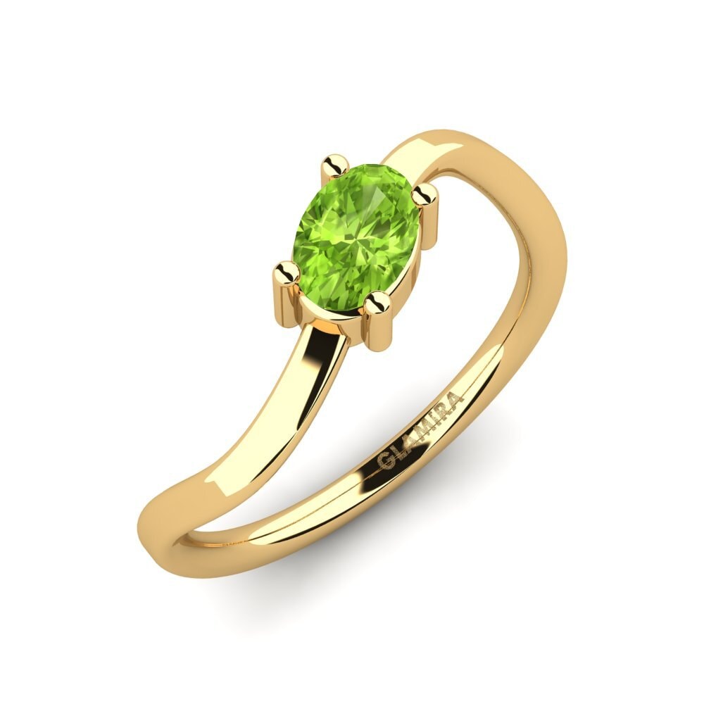 9k Oro Amarillo Peridoto Anillo de compromiso Intimite