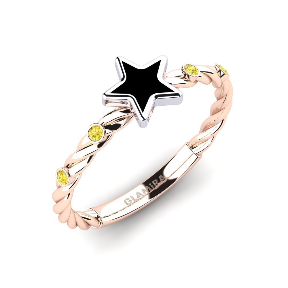 14k Oro Rosa & Blanco Zafiro amarillo Anillo Inverse