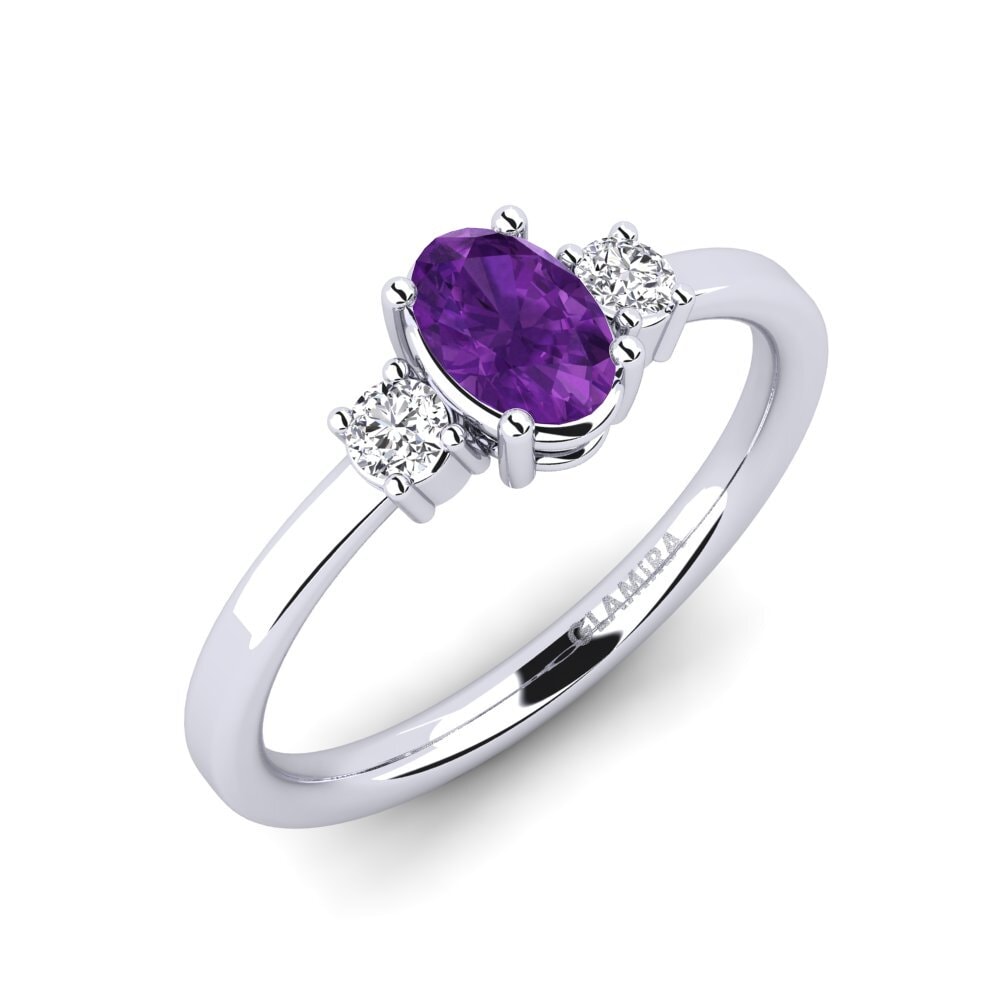 White Silver Amethyst Engagement Ring Multipla