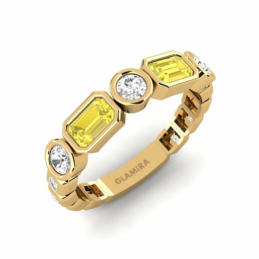 Anillo Parages Oro Amarillo 585 & Zafiro amarillo & Zafiro blanco & Cristal de Swarovski