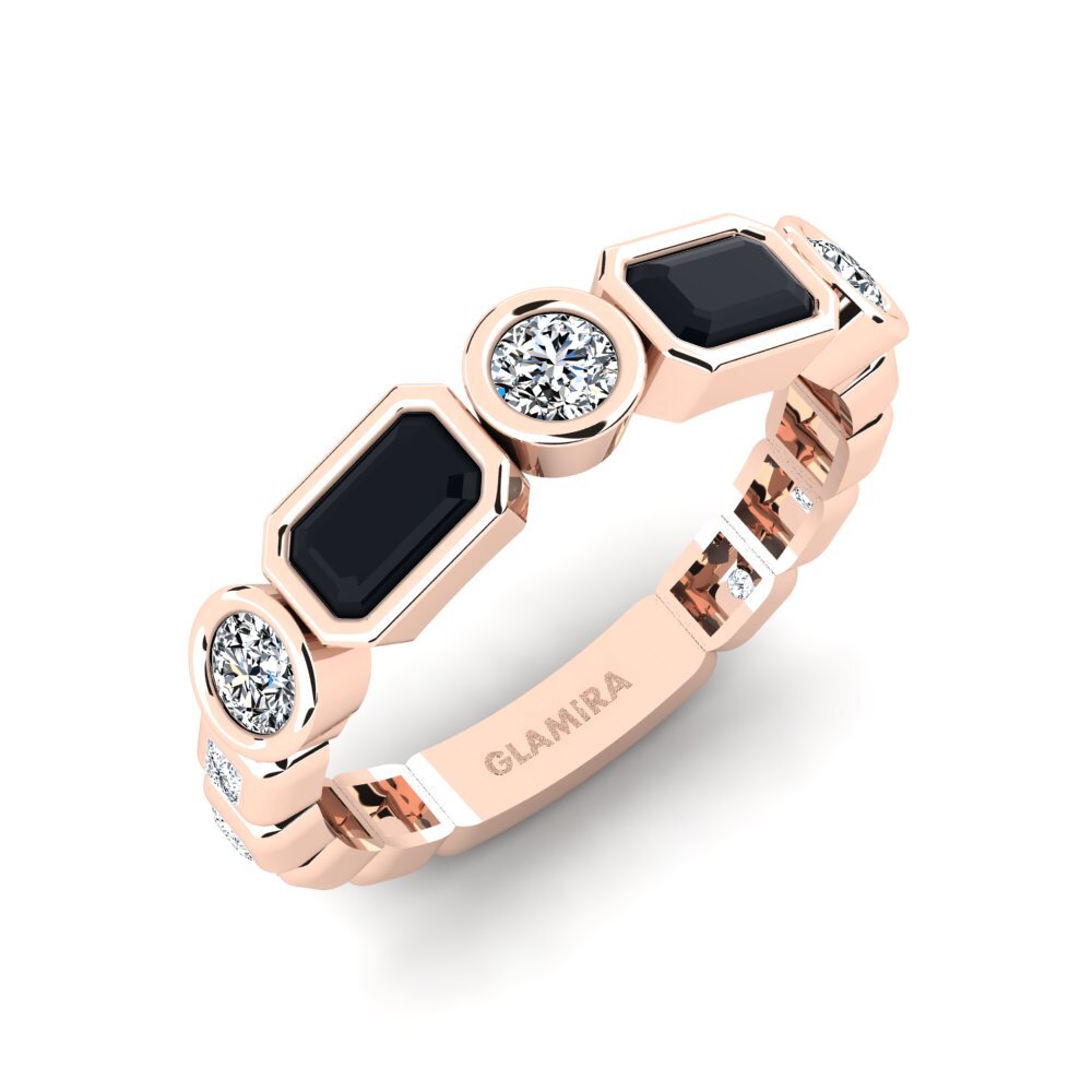 Or rose 14k Opale Noire Bague Parages