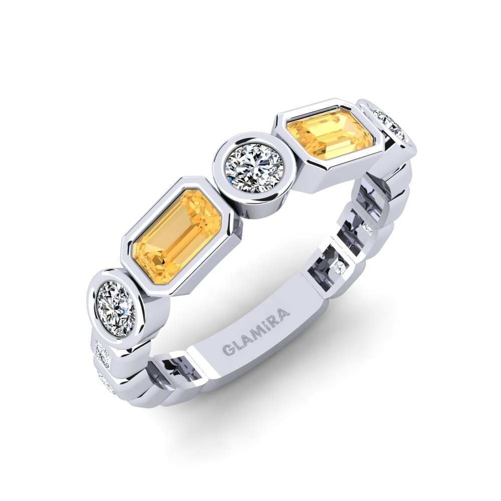 Or Blanc 14k Citrine Bague Parages