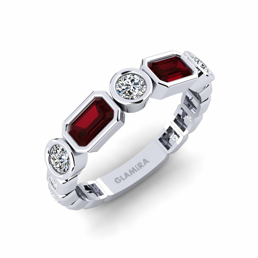 Argent Blanc Grenat Bague Parages