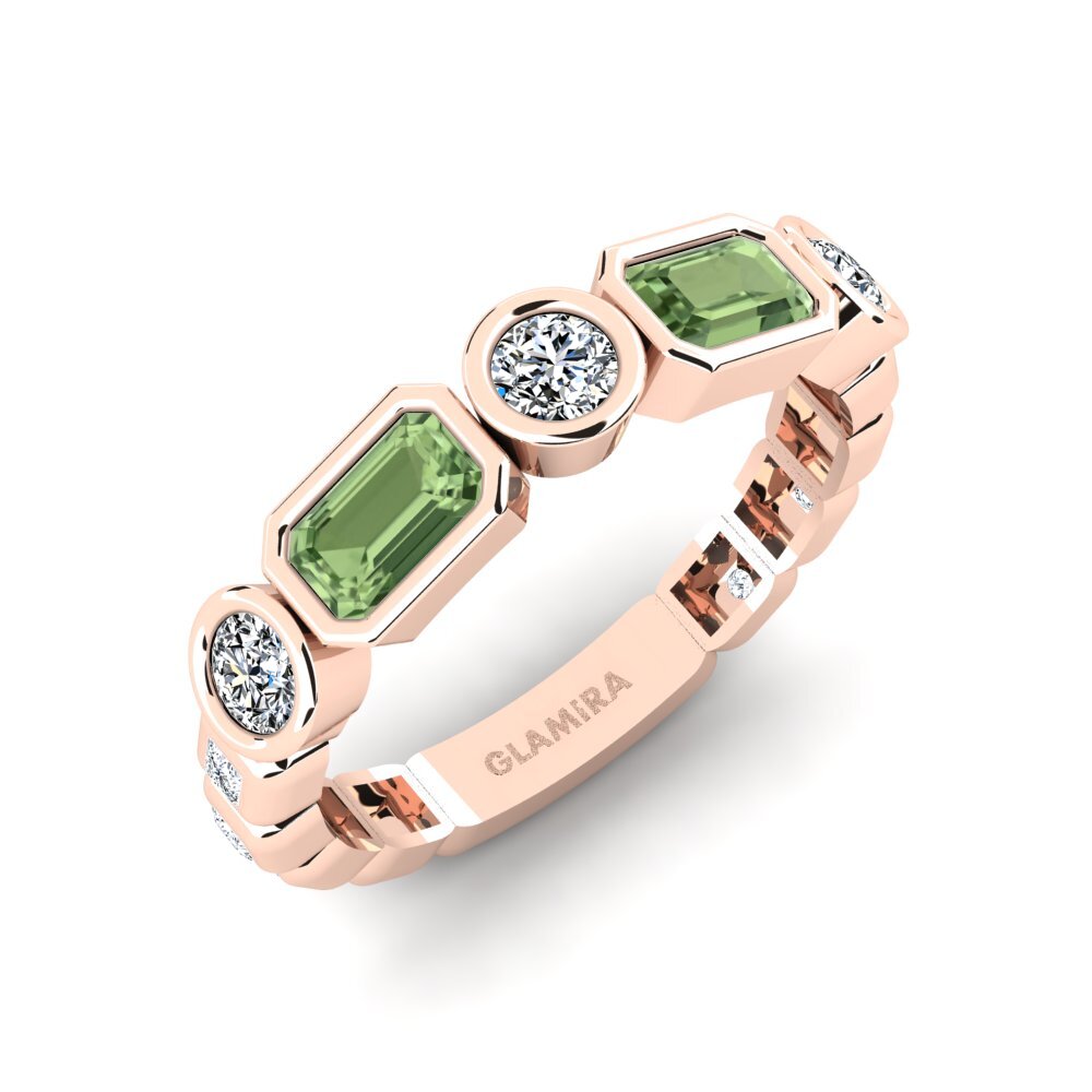Or rose 14k Saphir vert Bague Parages