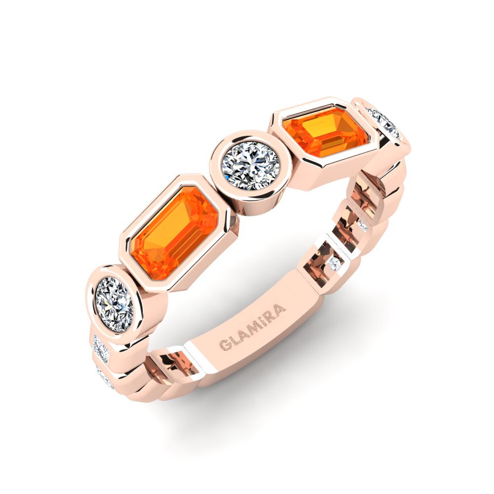 Or rose 14k Saphir orange Bague Parages