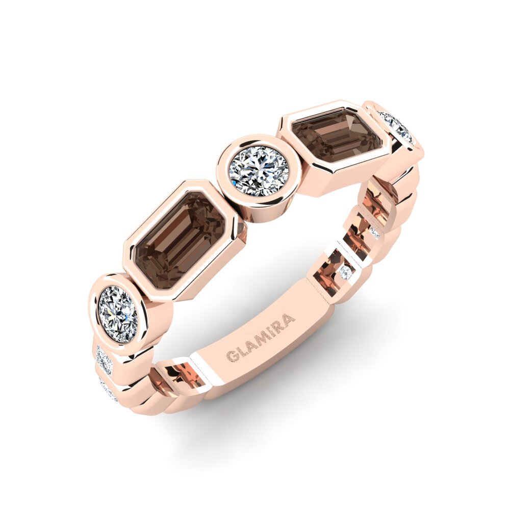 Or rose 14k Quartz Fumé Bague Parages