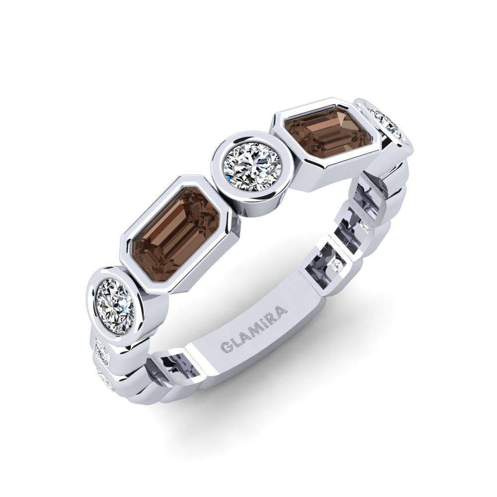 Or Blanc 14k Quartz Fumé Bague Parages