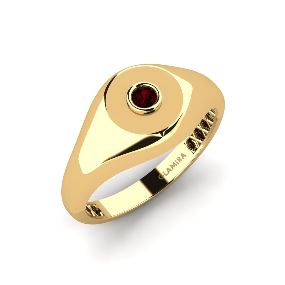 9ct Yellow Gold Garnet Men's Ring Gratitude