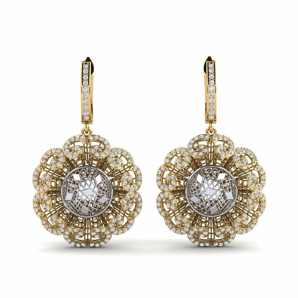 14k Oro Amarillo & Blanco Pendiente de mujer Canonnie