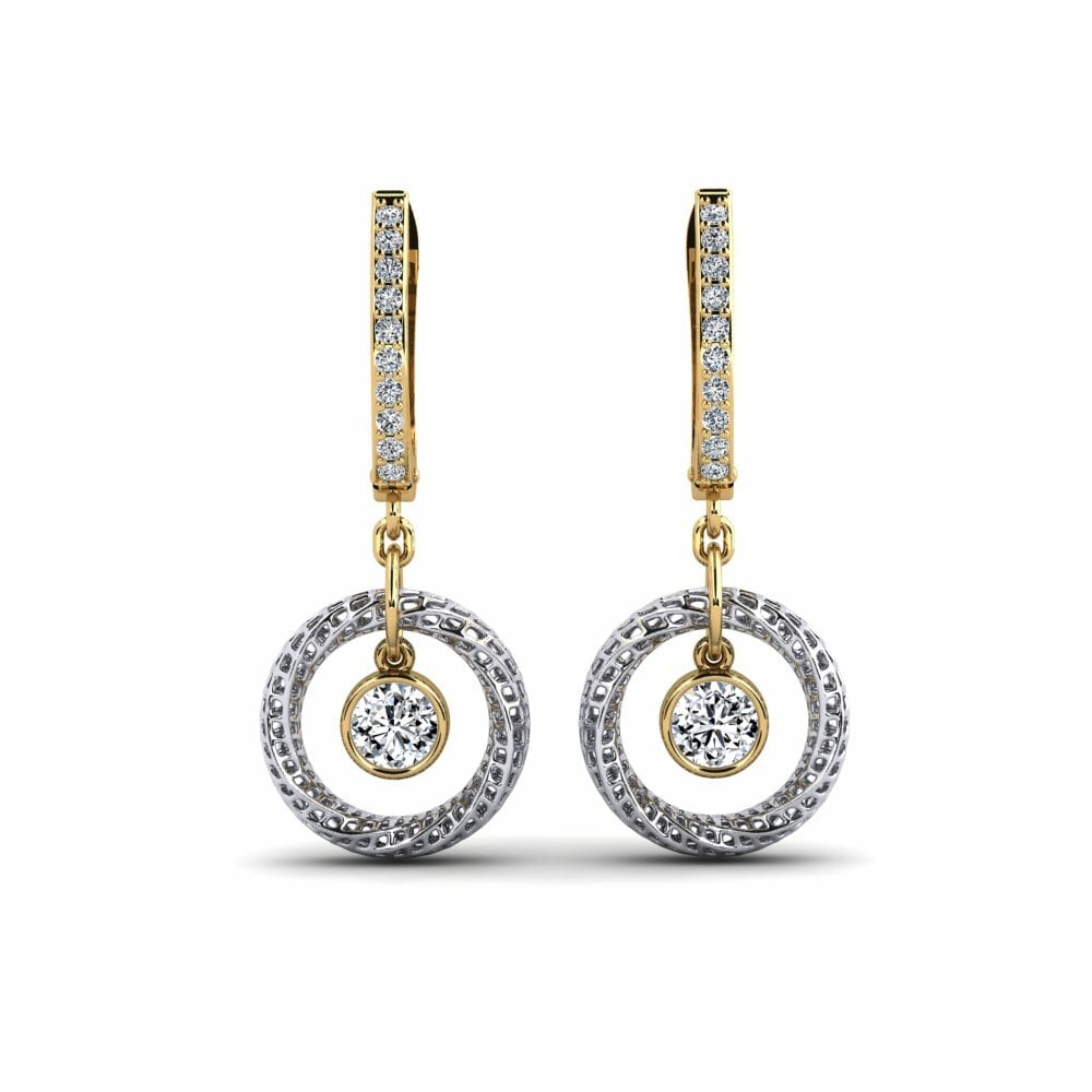 14k Oro Amarillo & Blanco Pendiente de mujer Juteux