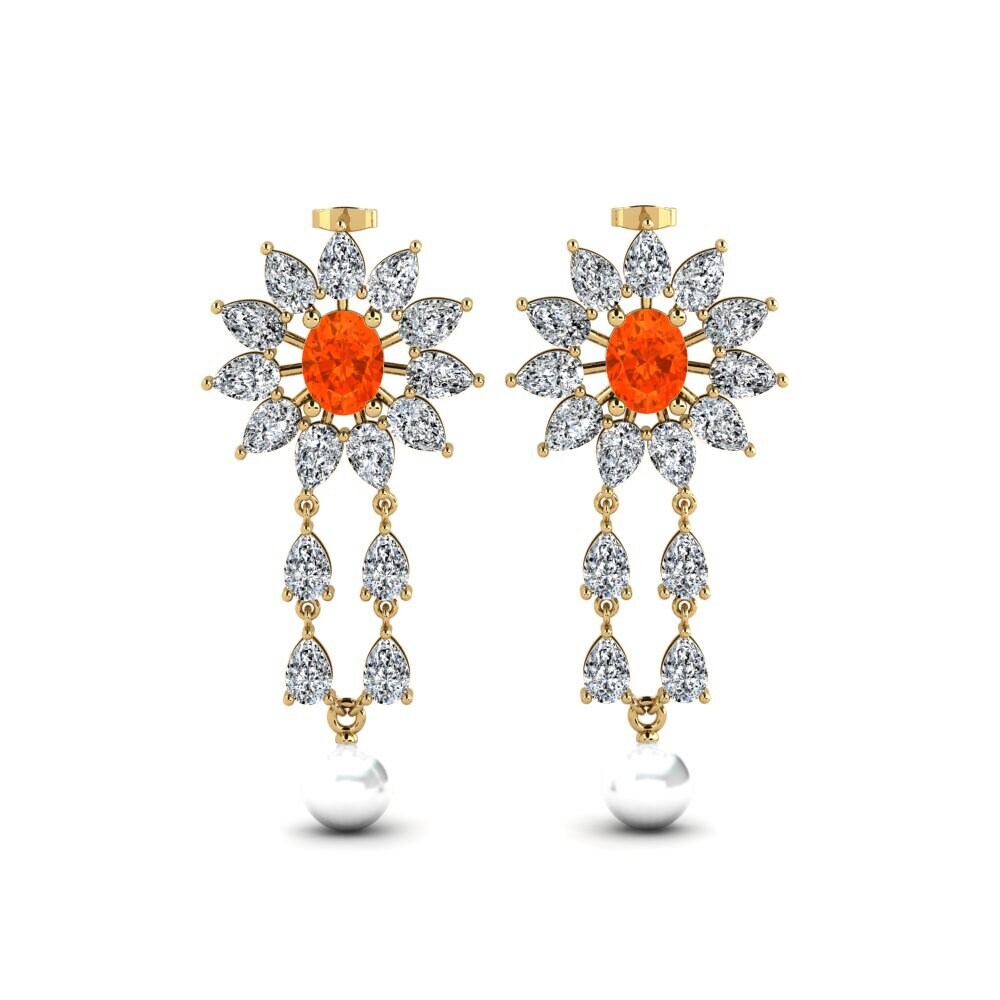 9ct Yellow Gold Fire Opal Women's Earring Wynn