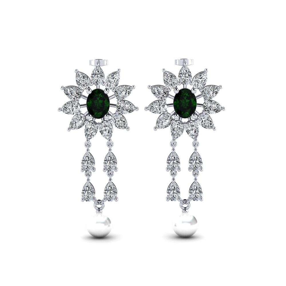 14k White Gold Green Tourmaline Women's Earring Wynn