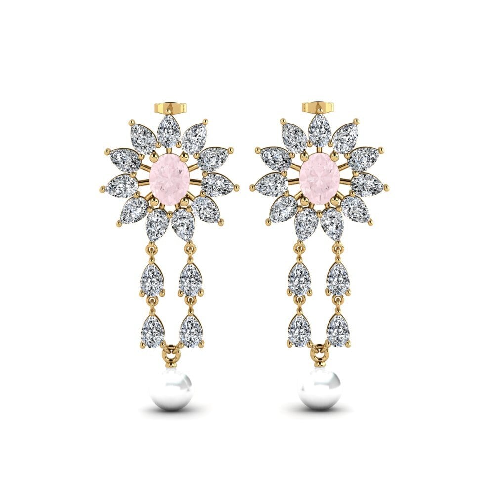 18ct Yellow Gold Rose Quartz Women's Earring Wynn