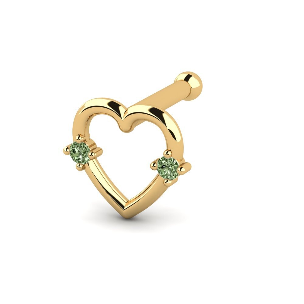 Žluté-750 Zelený diamant Piercing do nosu Degel