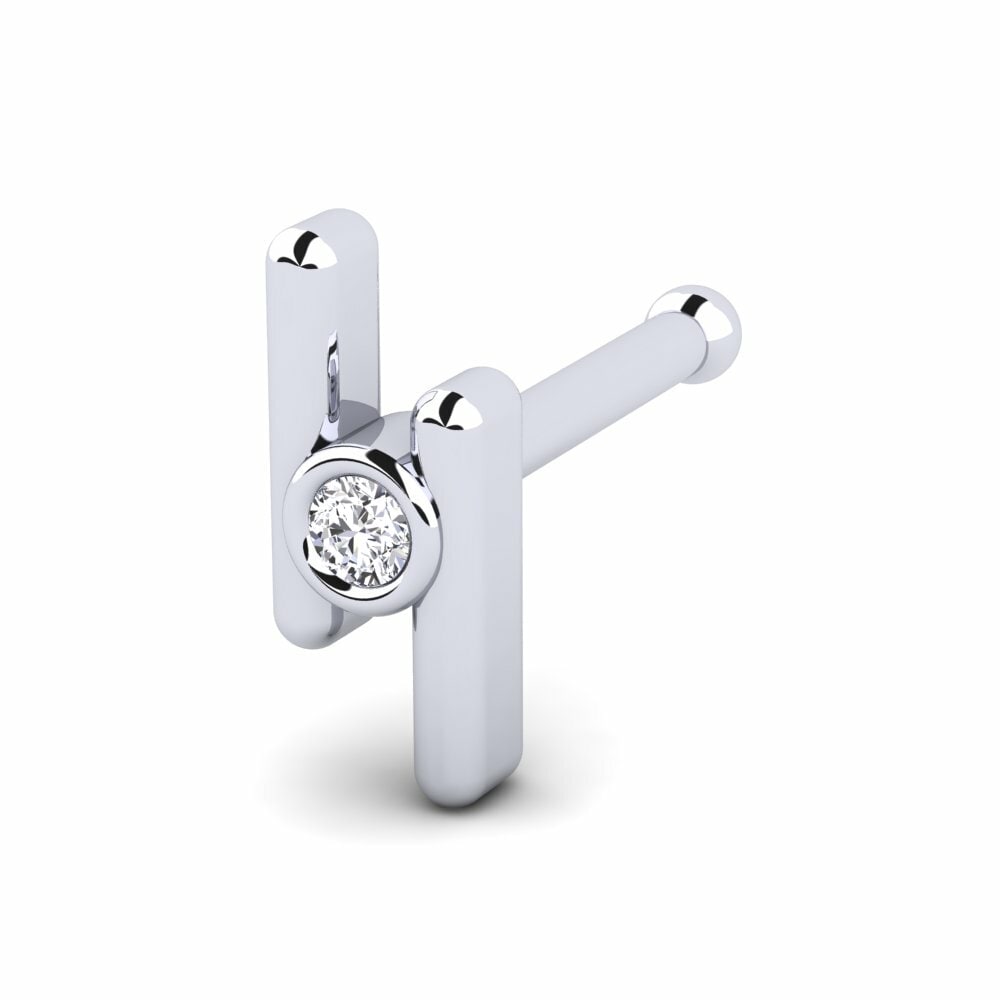 Piercing Da Naso A Spirale In Oro 750 (18 Carati) Con Cristallo 2,2 Mm - Design Filigrana, Tenuta Sicura