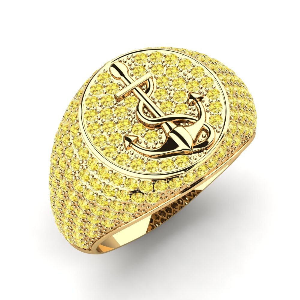 18ct Yellow Gold Yellow Sapphire Men's Ring Artur