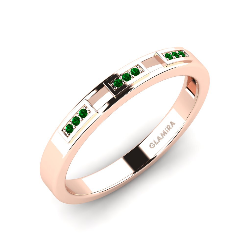 Oro Rosso 585 Zircone Verde Anello da uomo Buizel