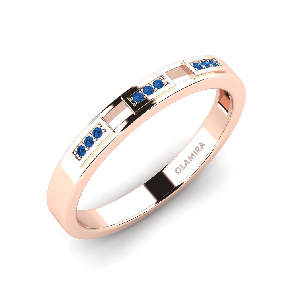 Oro Rosso 375 Zircone Blu Scuro Anello da uomo Buizel