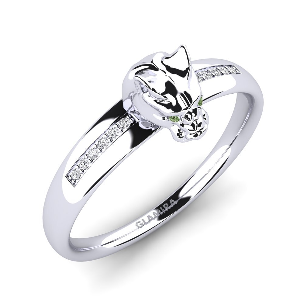 White Silver Green Diamond Men's Ring Ogio