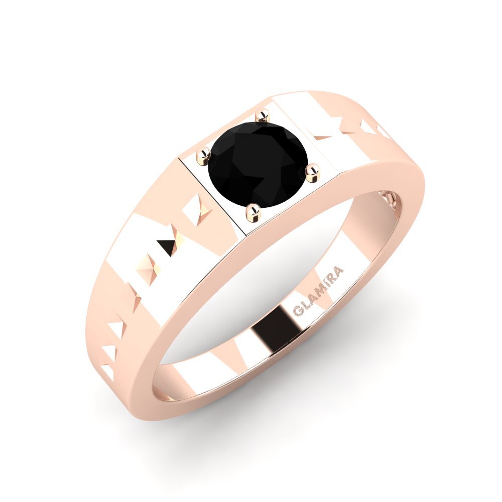 Oro Rosso 750 Zaffiro Nero Anello da uomo Adila