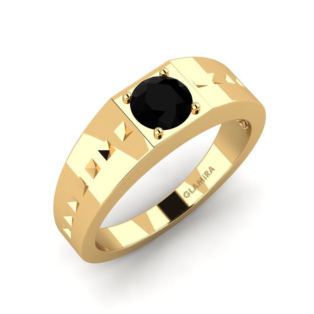 Oro Giallo 375 Zaffiro Nero Anello da uomo Adila