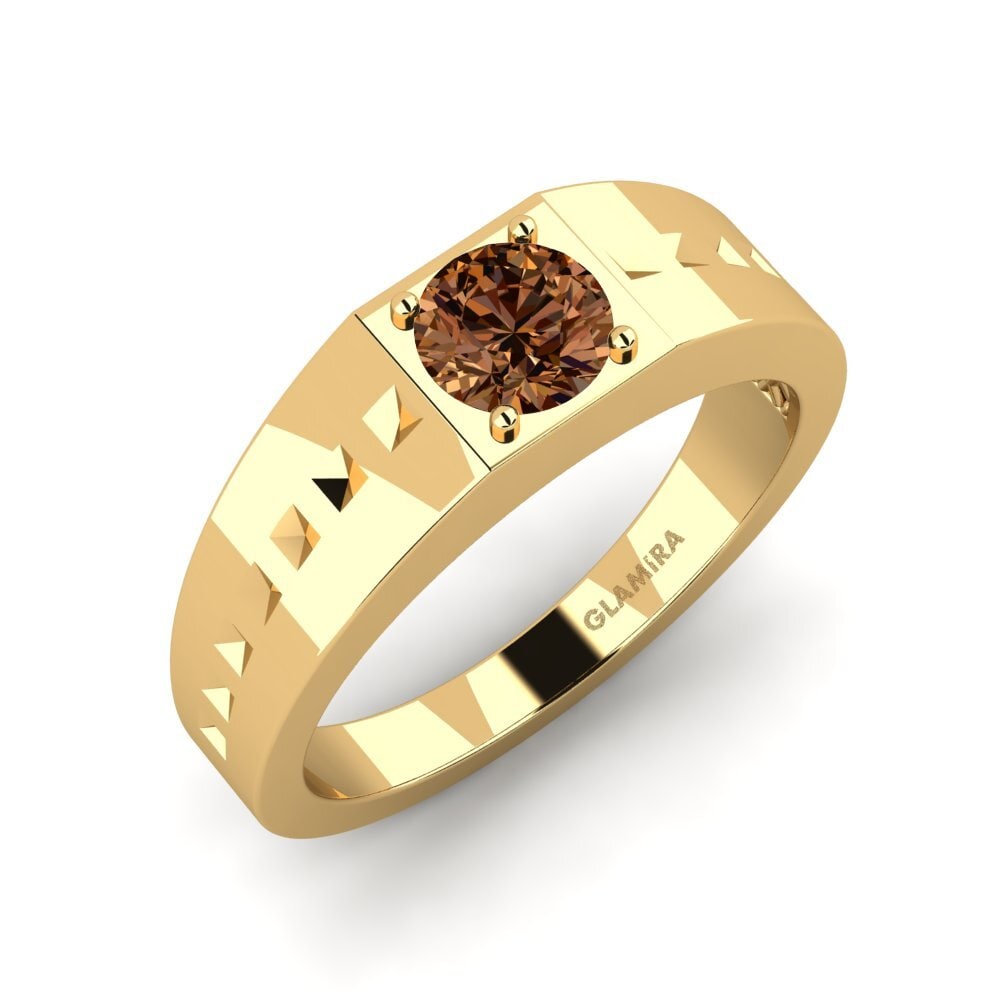 Oro Giallo 750 Diamante Marrone Anello da uomo Adila