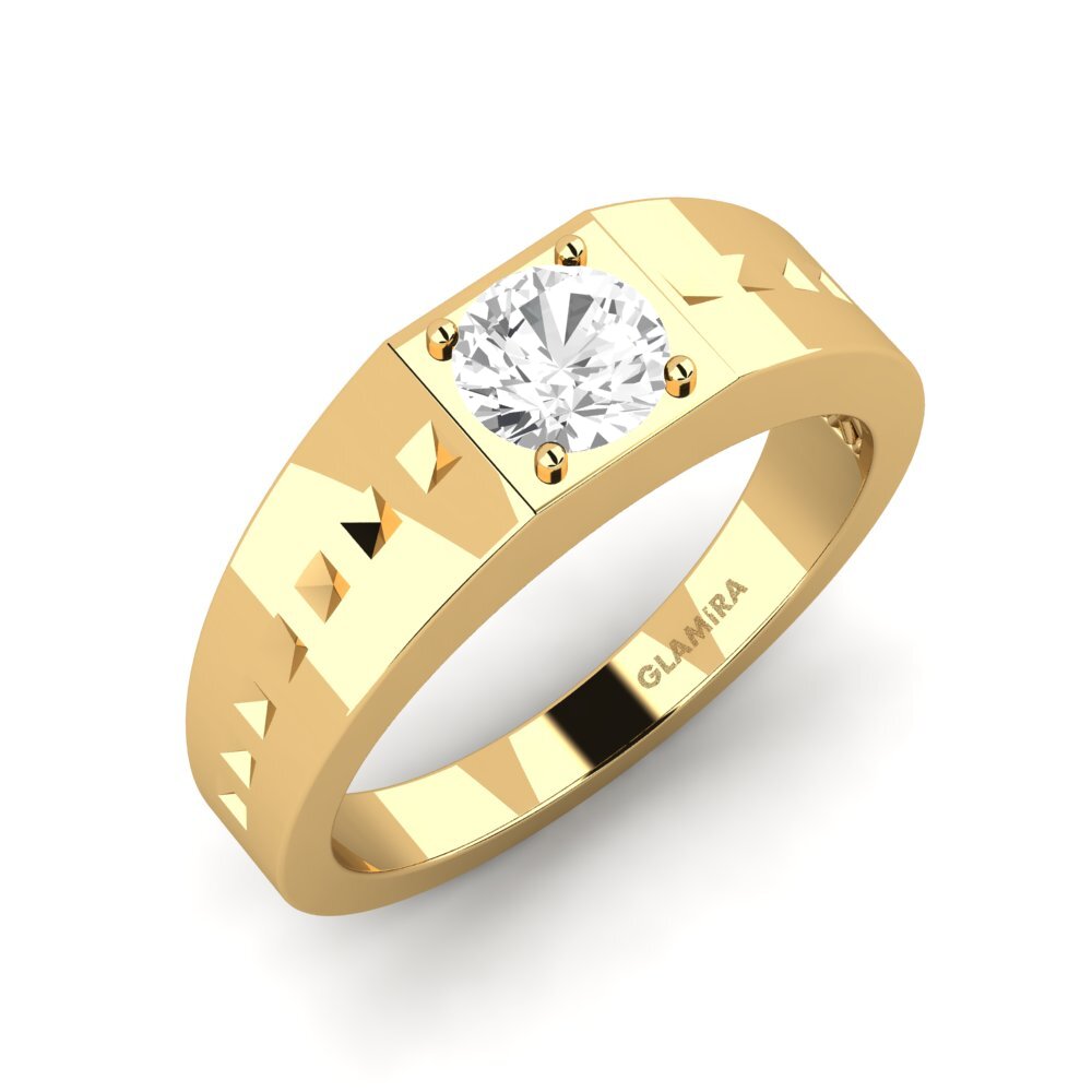 Oro Giallo 375 Zaffiro Bianco Anello da uomo Adila