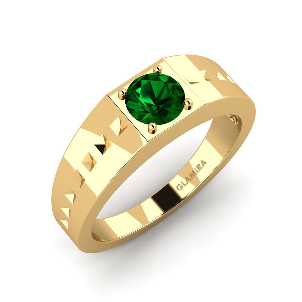 Oro Giallo 585 Zircone Verde Anello da uomo Adila