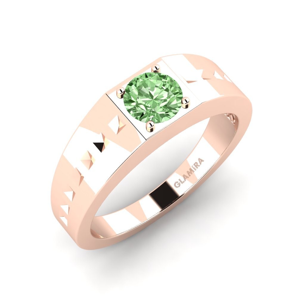 Oro Rosso 375 Diamante Verde Anello da uomo Adila
