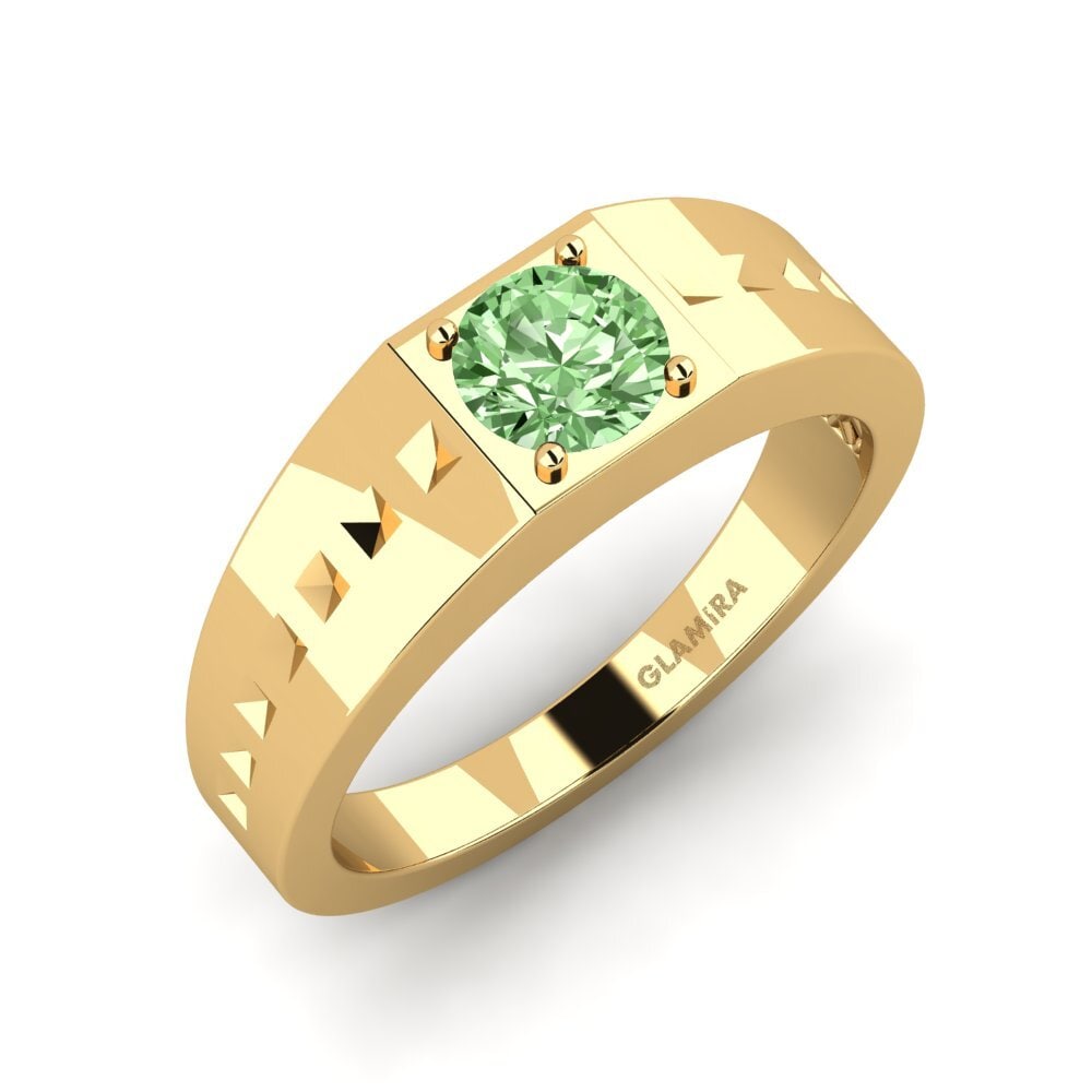 Oro Giallo 375 Diamante Verde Anello da uomo Adila