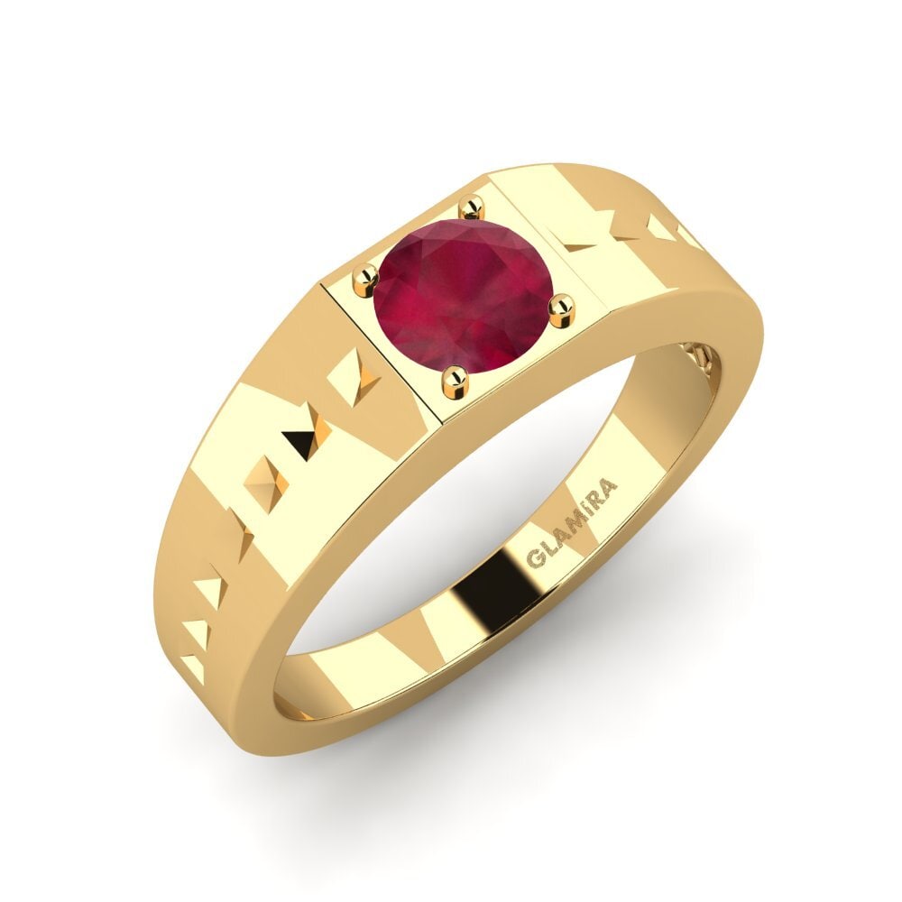 Oro Giallo 750 Rubino Anello da uomo Adila