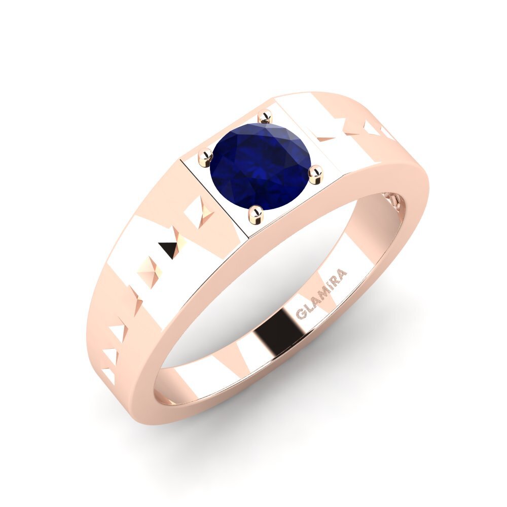 Oro Rosso 585 Zaffiro Anello da uomo Adila