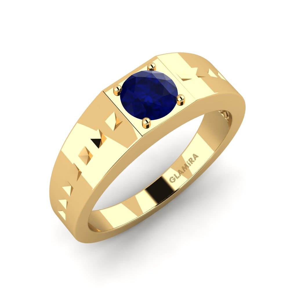 14ct Yellow Gold Sapphire Men's Ring Adila