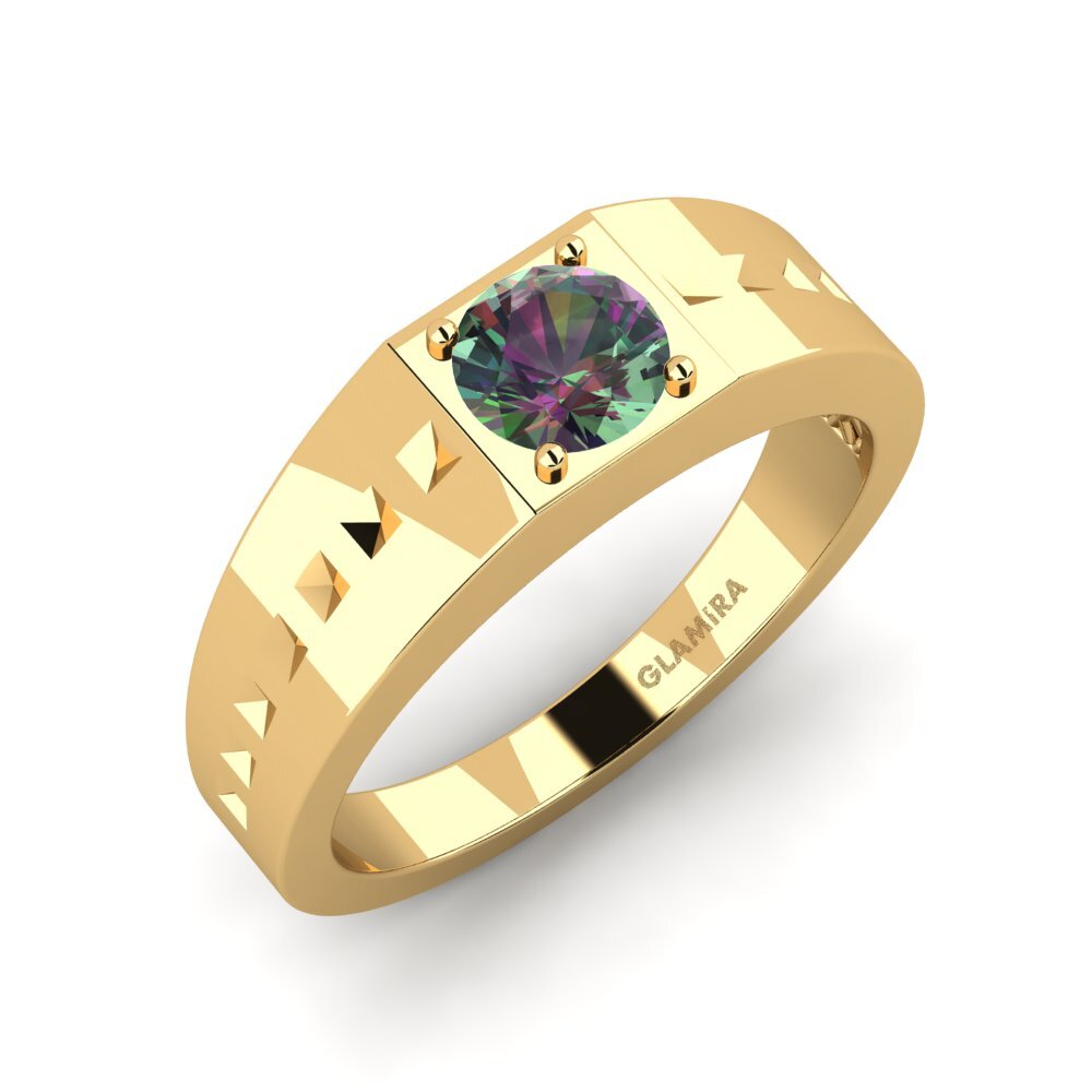 Oro Giallo 750 Topazio Mistico Anello da uomo Adila