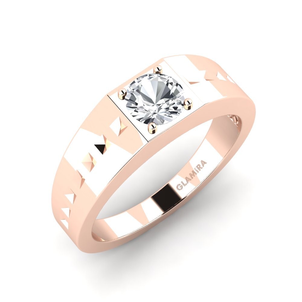 9ct Rose Gold White Zircon Men's Ring Adila