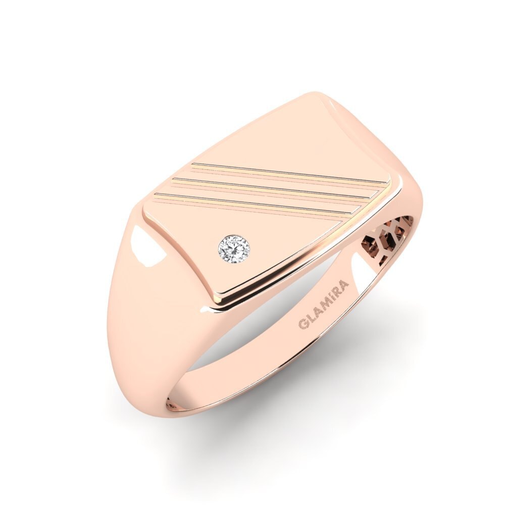 Oro Rosso 375 Zaffiro Bianco Anello da uomo Allame