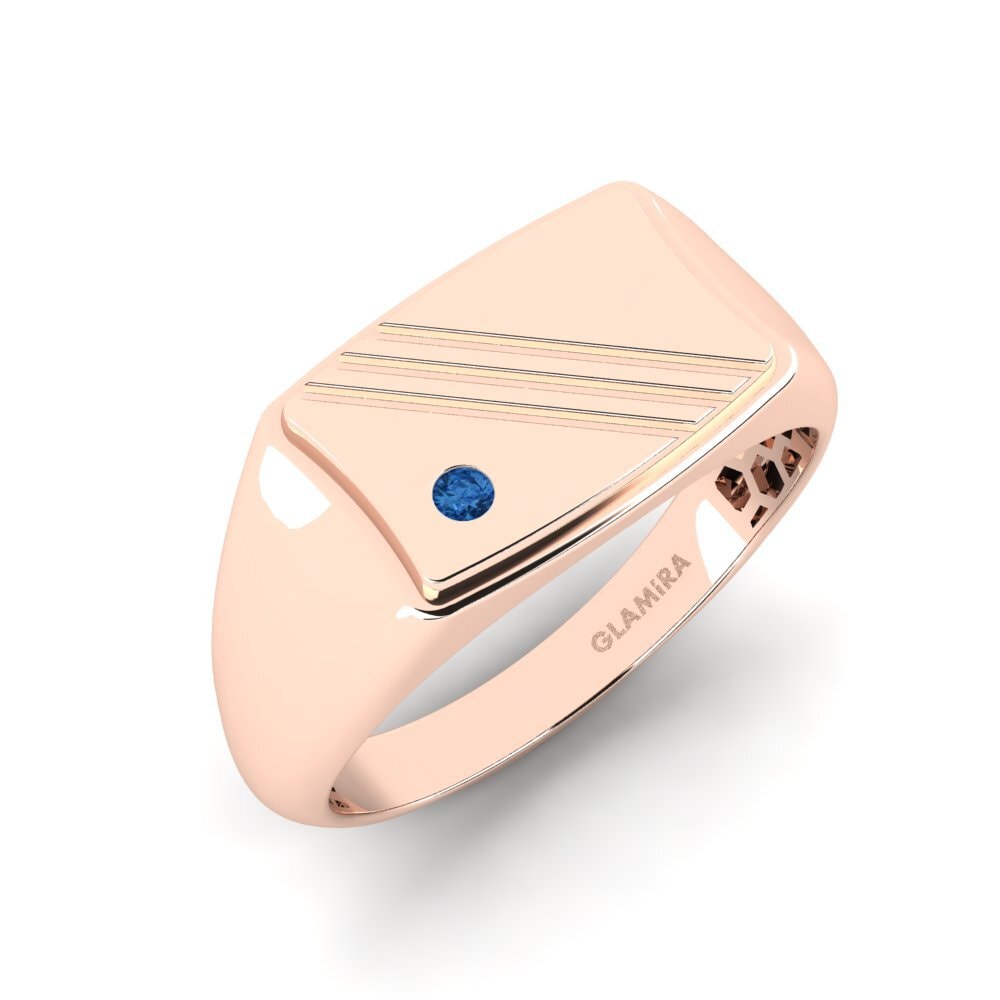 Oro Rosso 375 Zircone Blu Scuro Anello da uomo Allame